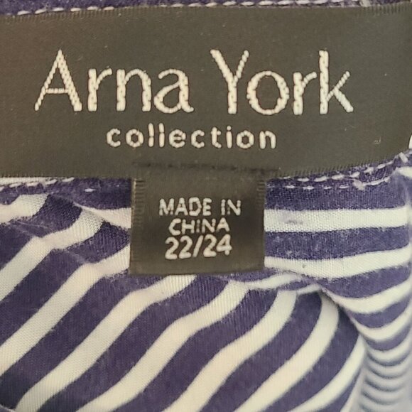 Arna York Women's Long Sleeve Button Down Shirt Striped Size 22/24 - Picture 6 of 8